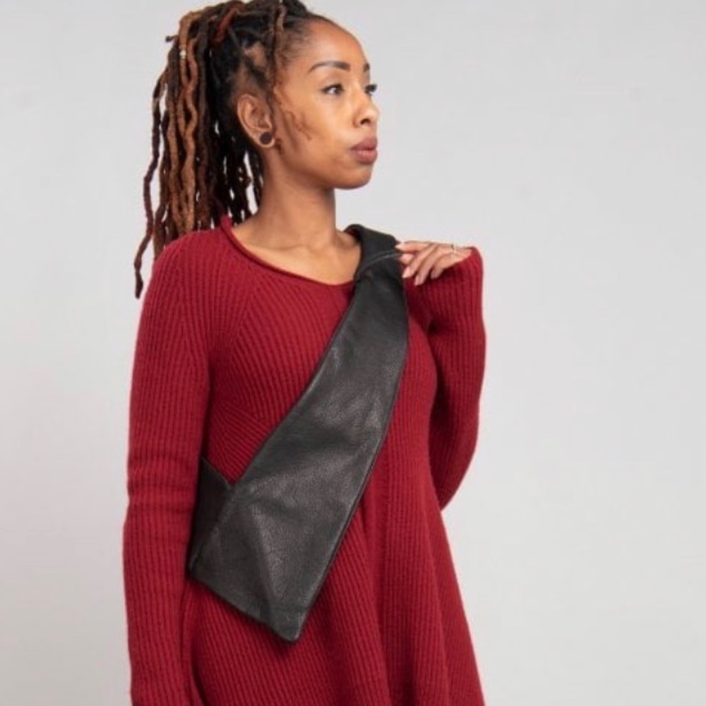 TRIPPEN Crossbody Black Leather Bag XL Avant-Garde New